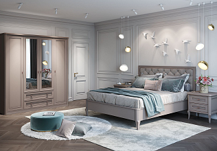 Спальня Онтарио 3, тип кровати Комбинированные, цвет Серый камень